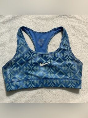 Nike Blue Mosaic Print Racerback Sports Bra